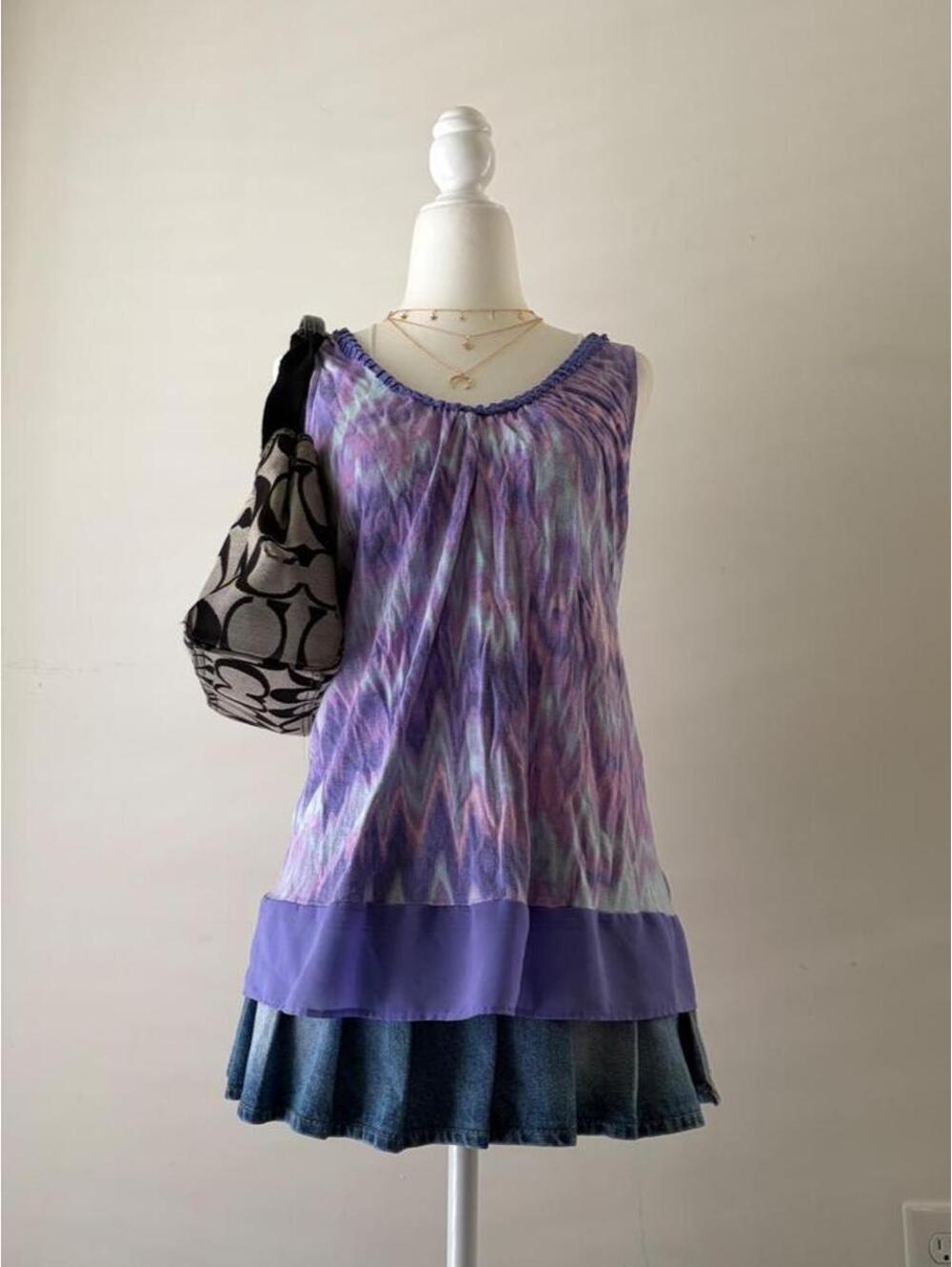 Simply Vera Vera Wang Purple Watercolor Boho Fairycore Tank Top
